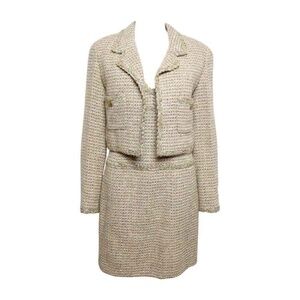CHANEL  2 piece tweed gold suit from France.